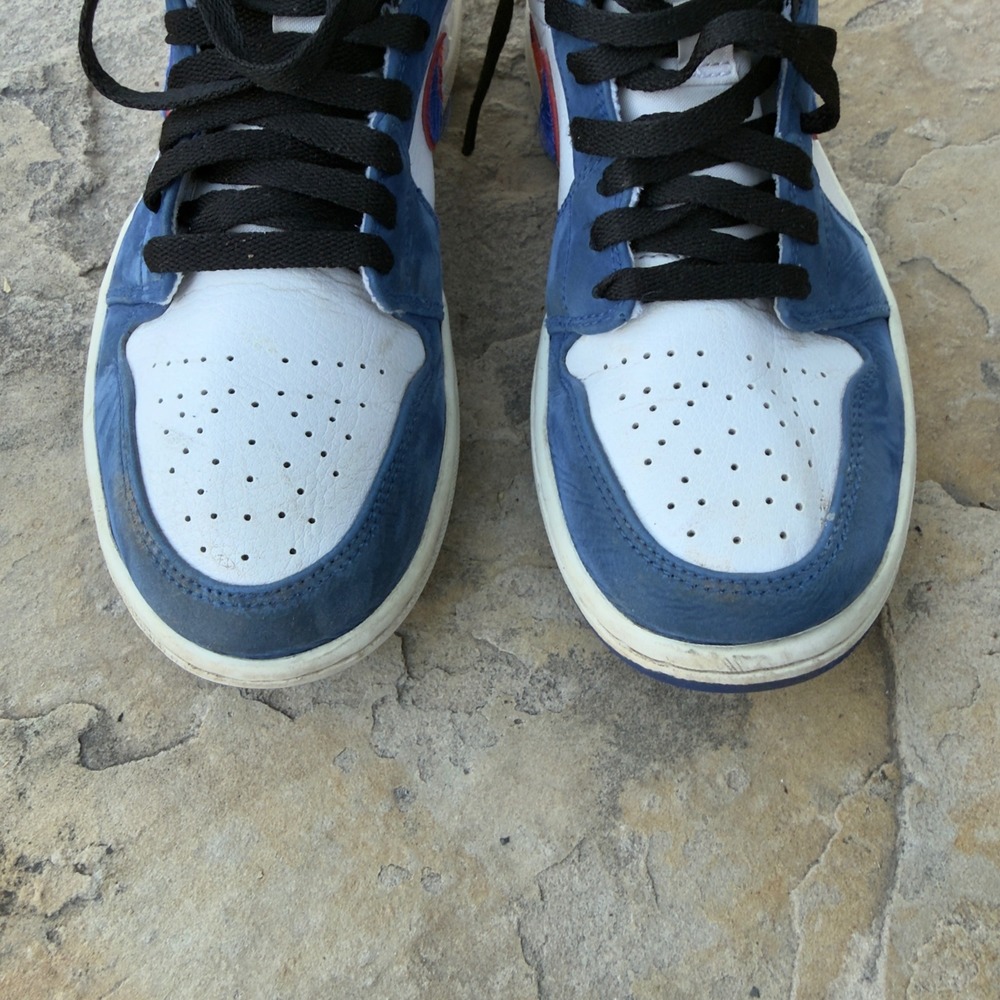 Nike Air Jordan 1 Mid SE Multi-Color Swoosh Men 7.5 Blue Red White 852542-146 - Picture 11 of 11